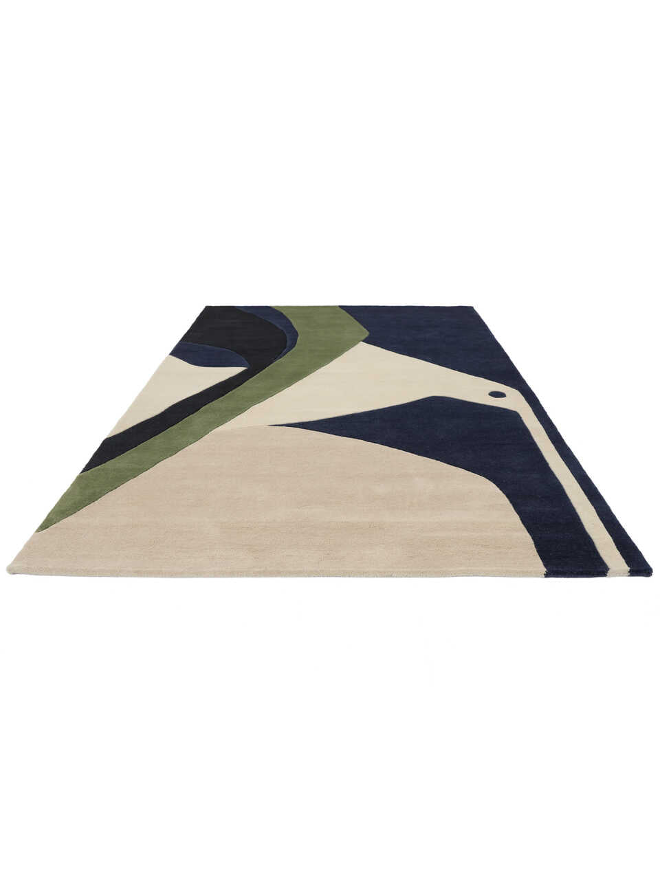 Hand-Knotted Geometric Modern Rug – Custom Bespoke Green, Black, Navy Blue Area Rug