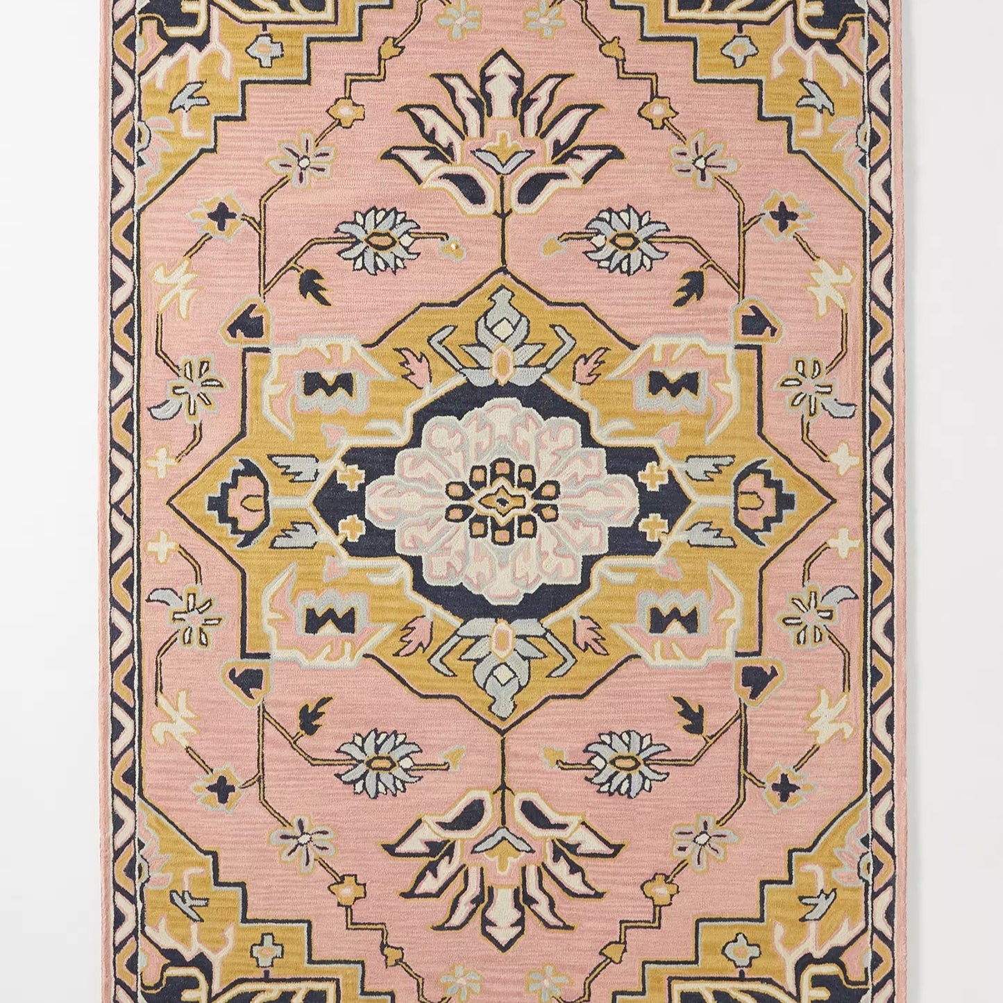 Hand-Tufted Persian-inspired Pink Floral Wool Rug