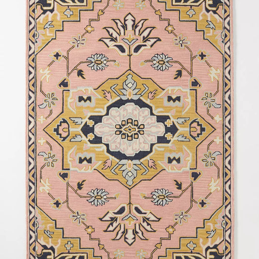 Hand-Tufted Persian-inspired Pink Floral Wool Rug