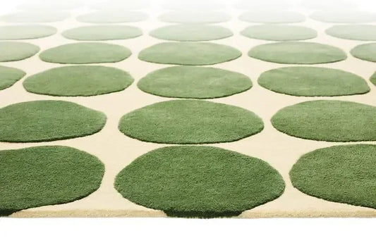Hand-Tufted Modern Stem Area Rug – 100% Wool Green & Ivory Large Rug - Carpitzi