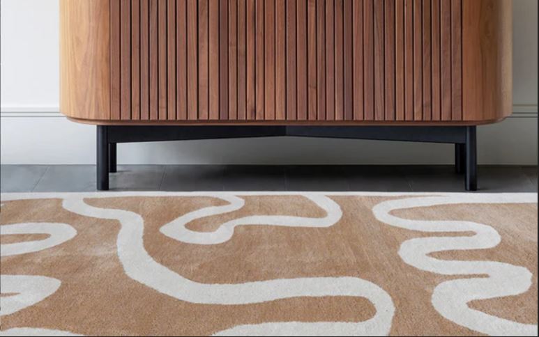 Meandering Lines Hand-Tufted Rug - Modern Abstract Geometric 9x12 Area Rug for Bedroom, Office, and Outdoor Spaces