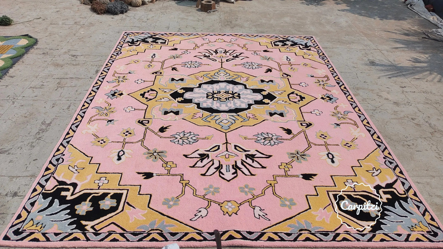 Pink Caro Anthro Tufted Rug – Modern Boho Floral Carpet Carpitzi
