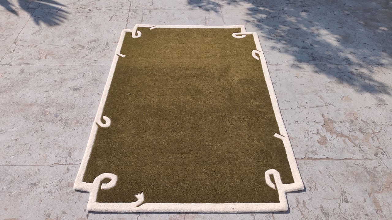 Hand-Tufted Green Loop Solid Geometric Rug - Bold Modern Green Rug for Bedroom, Living Room, Hall, Office, Entryway, Kitchen- 8x10, 9x12 Rug Carpitzi