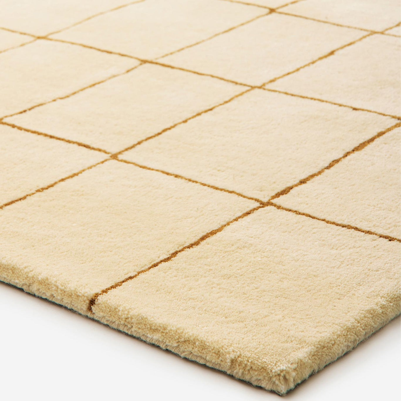 Minimal Grid Hand-Tufted Rug - Modern Geometric Beige 9x12 Area Rug for Living Room