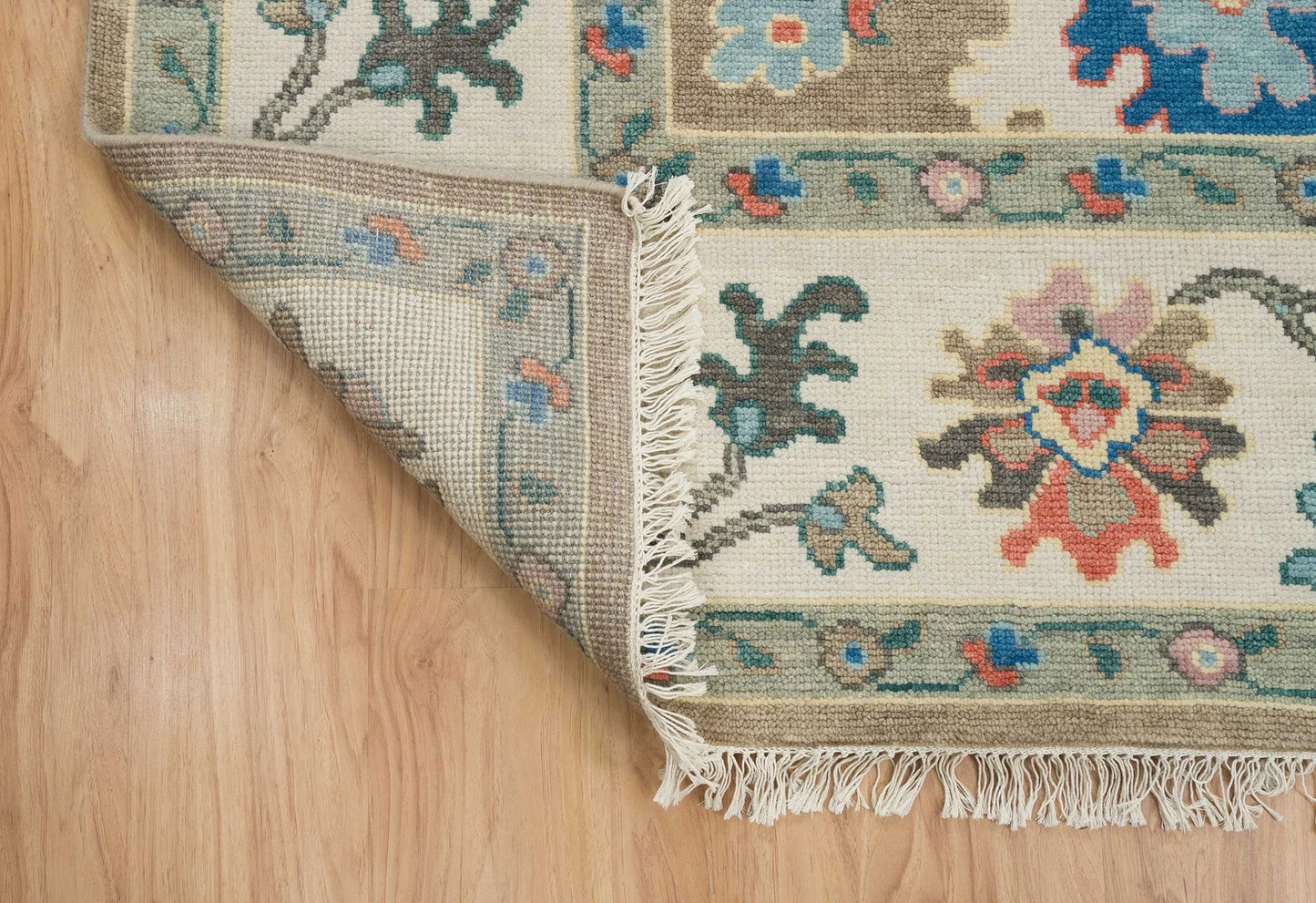 Neutral Oushak Rug – Beige & Ivory Wool Area Rug | Handknotted Turkish Rug 8x10 / 9x12 for Modern Bedroom or Living Room