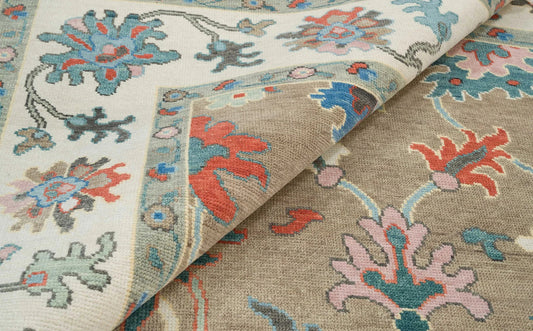 Neutral Oushak Rug – Beige & Ivory Wool Area Rug | Handknotted Turkish Rug 8x10 / 9x12 for Modern Bedroom or Living Room Carpitzi