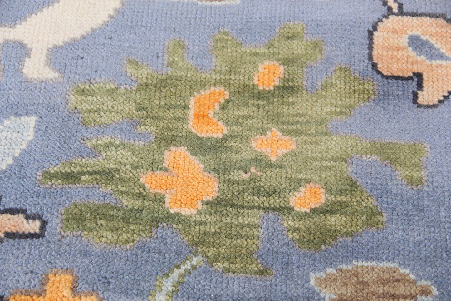 Blue Indo Oushak Rug – Hand-Knotted Antique-Style Wool Area Rug (Multiple Sizes)