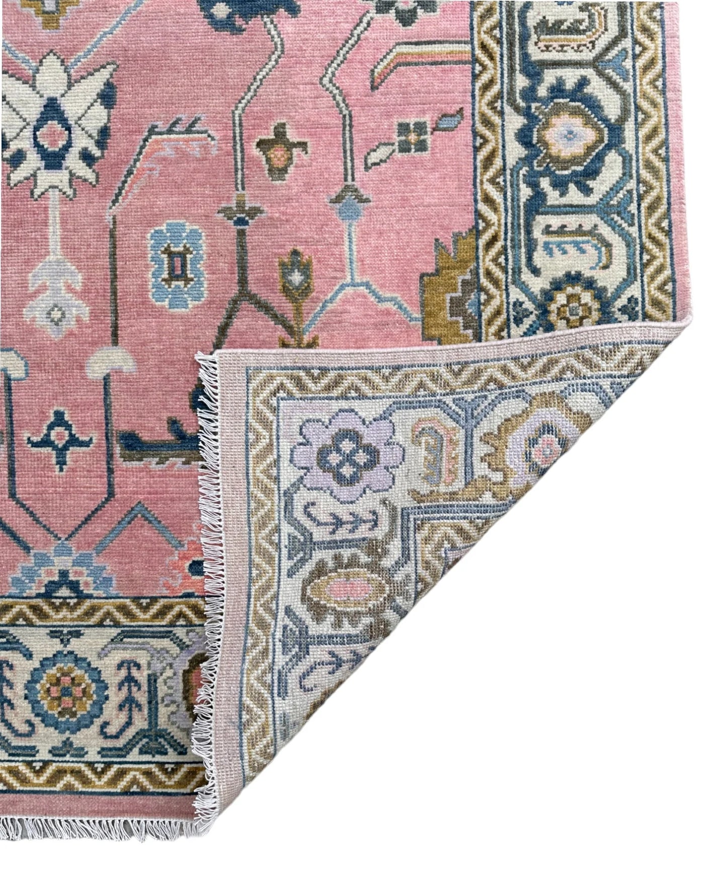 Pink Oushak Hand-Knotted Rug – Handmade Antique-Inspired Living Room Carpet