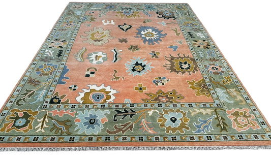 Pink Oushak Hand-Knotted Peach Indo Oushak Wool Rug – Antique Turkish-Inspired Handmade Oriental CarpetHand-Knotted Rug – Handmade Antique-Inspired Living Room Carpet (Copy)