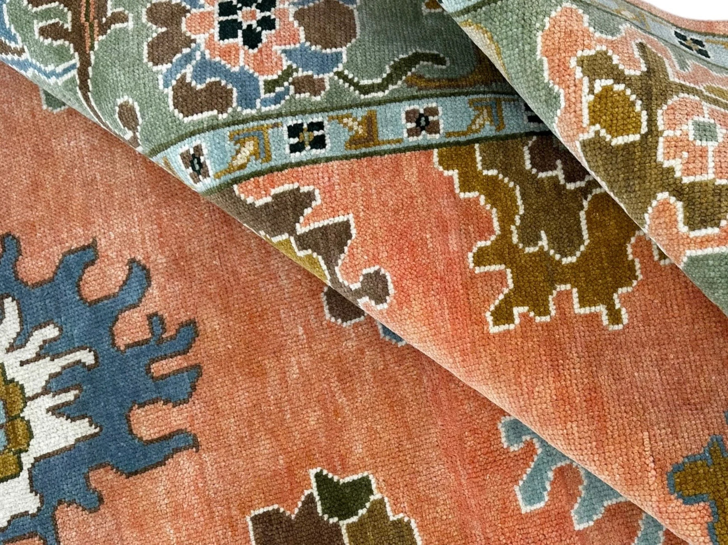 Pink Oushak Hand-Knotted Peach Indo Oushak Wool Rug – Antique Turkish-Inspired Handmade Oriental CarpetHand-Knotted Rug – Handmade Antique-Inspired Living Room Carpet (Copy)