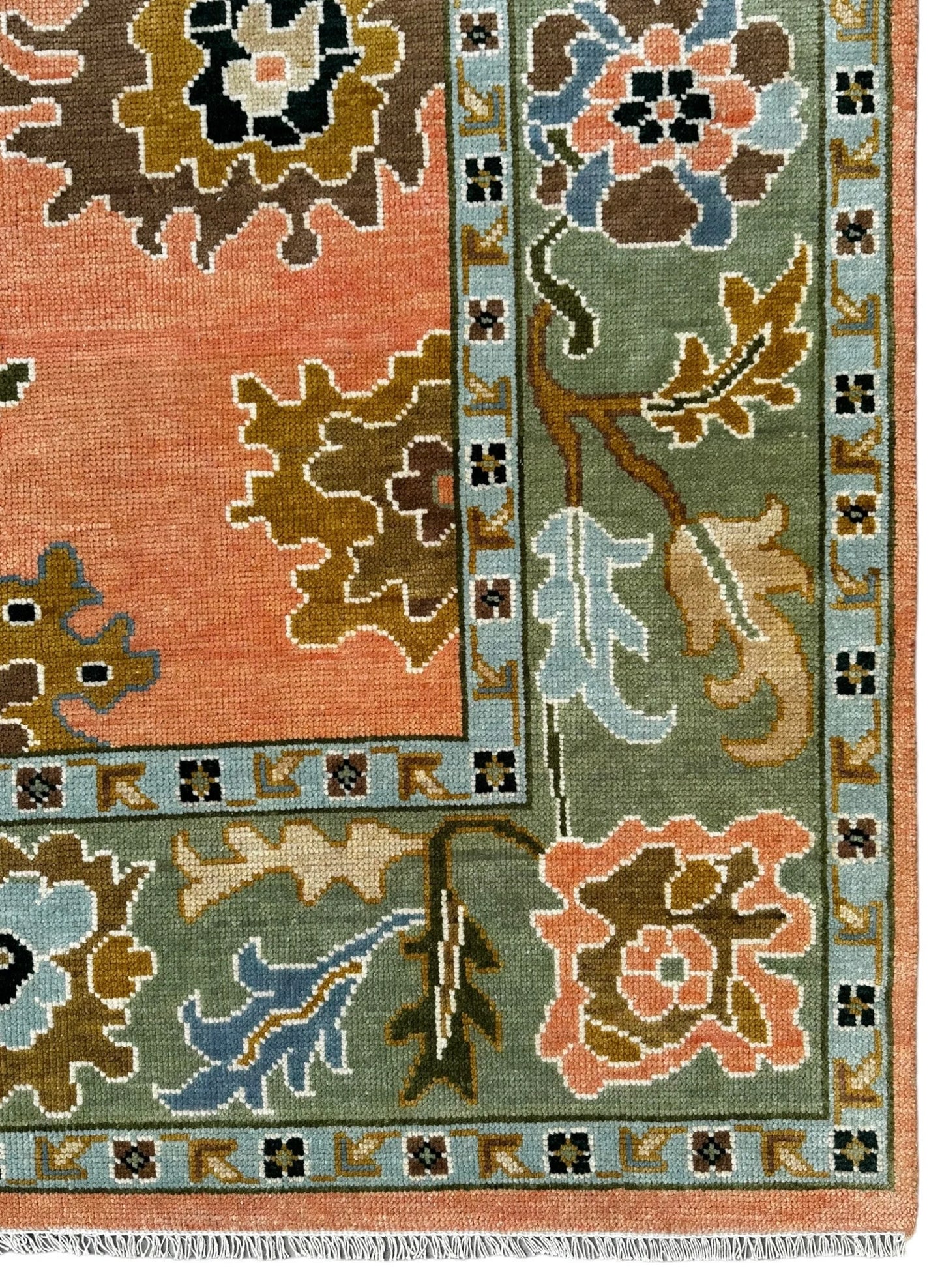 Pink Oushak Hand-Knotted Peach Indo Oushak Wool Rug – Antique Turkish-Inspired Handmade Oriental CarpetHand-Knotted Rug – Handmade Antique-Inspired Living Room Carpet (Copy)