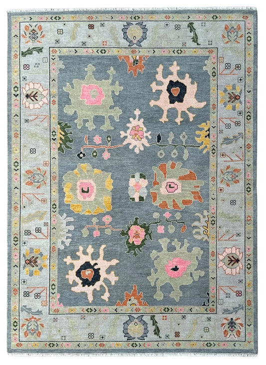 Grey Turkish Oushak Hand-Knotted Rug – Antique-Style Handmade Wool Area Rug