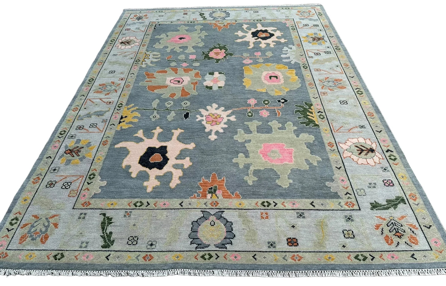 Grey Turkish Oushak Hand-Knotted Rug – Antique-Style Handmade Wool Area Rug