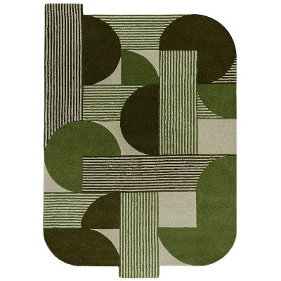 Verdant Geometry - Bold & Vibrant Green Geometric 8x10 Area Rug | Modern Rug for Bedroom, Living Room, or Office