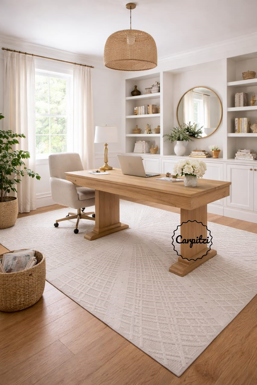 Hand-Tufted Loop Cut Rug – Modern Textured white Wool Area Rug Carpitzi