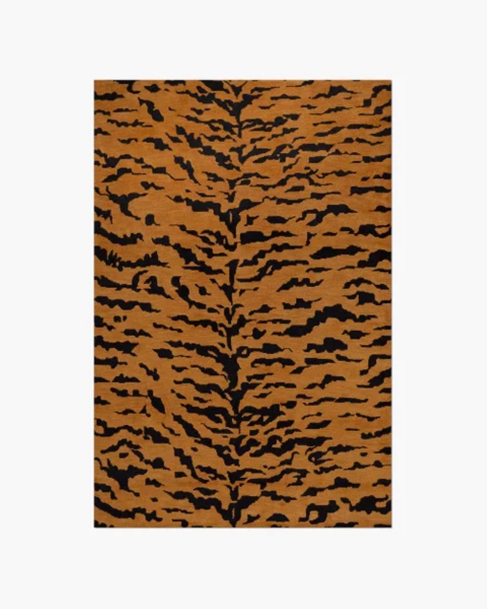 Hand-Tufted Gold - Black Animal Print Wool Rug - Custom Sizes for Living Room and Outdoor Use | 8x10, 8x11, 9x10, 9x12 Rugs