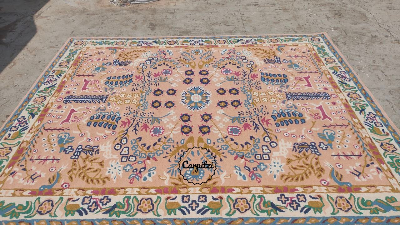 Pink Avery Anthro Tufted Rug – Boho Floral Vintage Area Rug Carpitzi