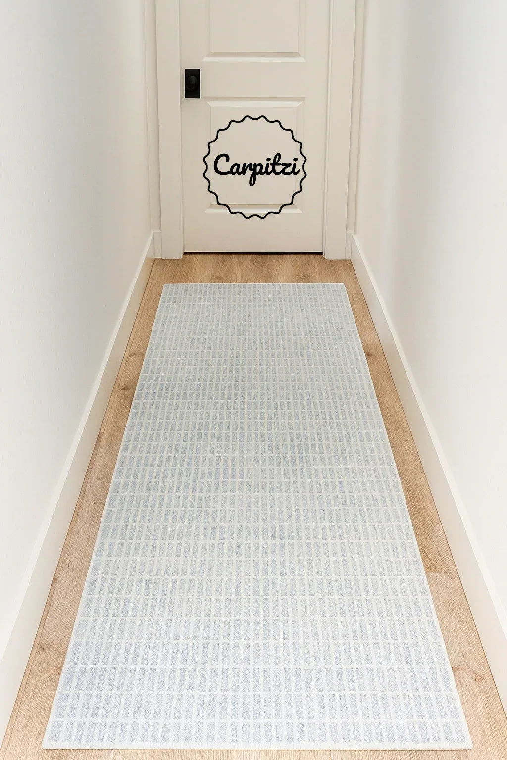 Capitola Grid Wool Rug – Modern Hand-Tufted Blue & White Area Rug Carpitzi