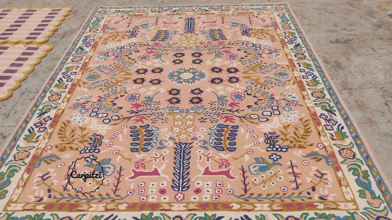 Pink Avery Anthro Tufted Rug – Boho Floral Vintage Area Rug Carpitzi