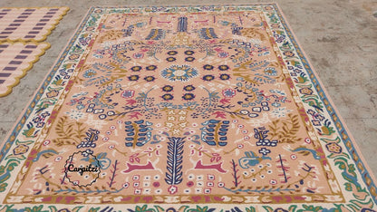 Pink Avery Anthro Tufted Rug – Boho Floral Vintage Area Rug Carpitzi