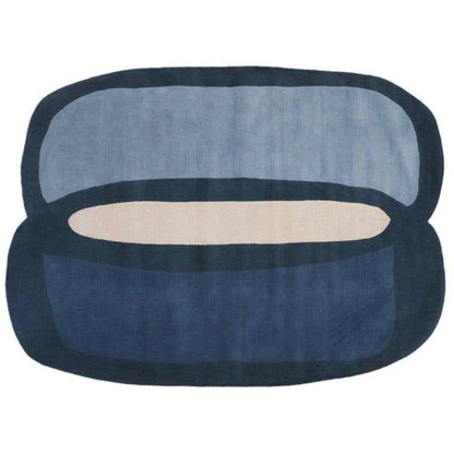 Blue Eclipse Rug – Modern Hand-Tufted Rug with Soothing Blue Tones, Irregular Shape, Geometric Design, and Celestial-Inspired Overlapping Pattern for Living Room Decor