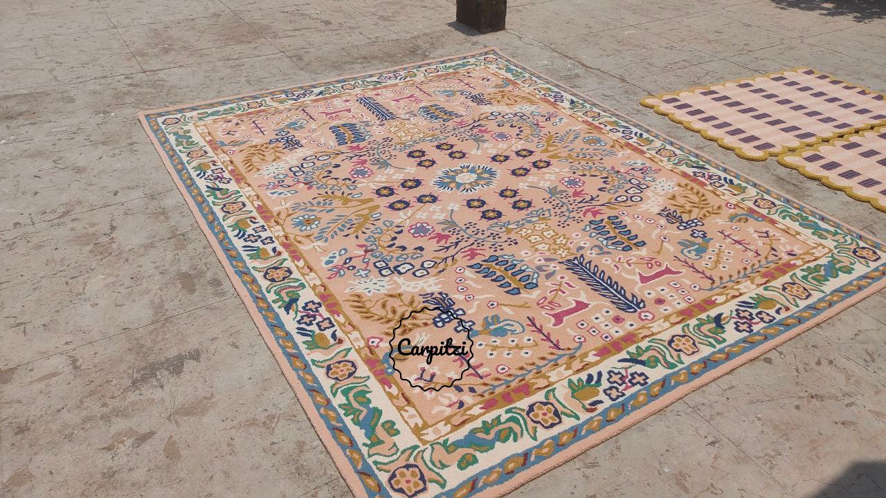 Pink Avery Anthro Tufted Rug – Boho Floral Vintage Area Rug Carpitzi