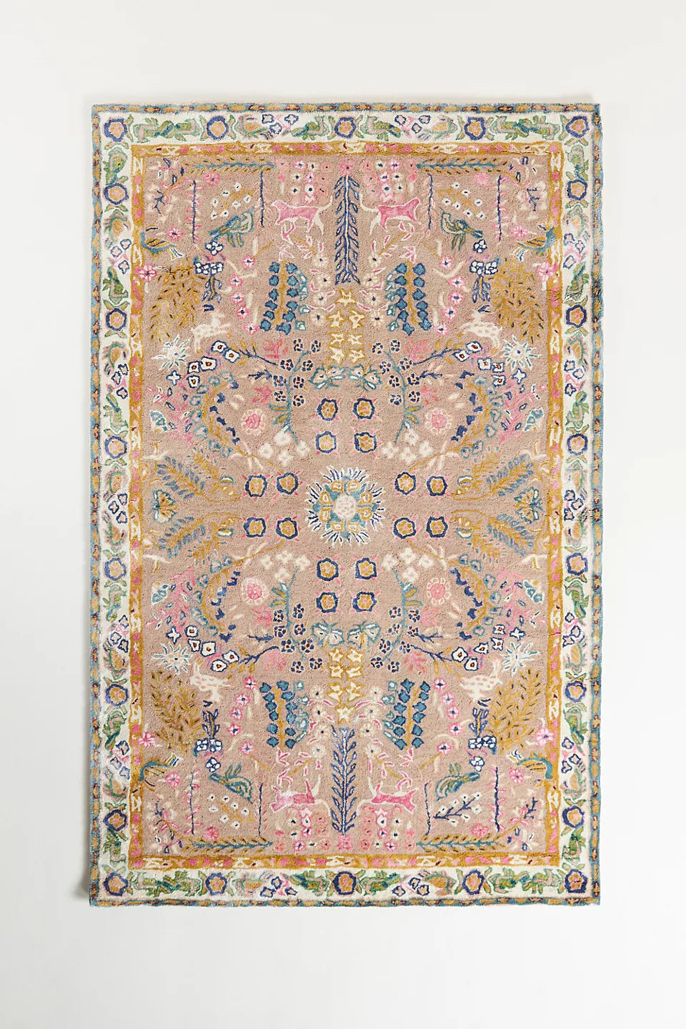 Hand Tufted Persian-inspired Wool Rug, Multicolor Floral Rug for Living Room, Bedroom, Office, Kids Room, Soft and Cozy Luxury Rug