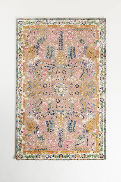 Hand Tufted Persian-inspired Wool Rug, Multicolor Floral Rug for Living Room, Bedroom, Office, Kids Room, Soft and Cozy Luxury Rug