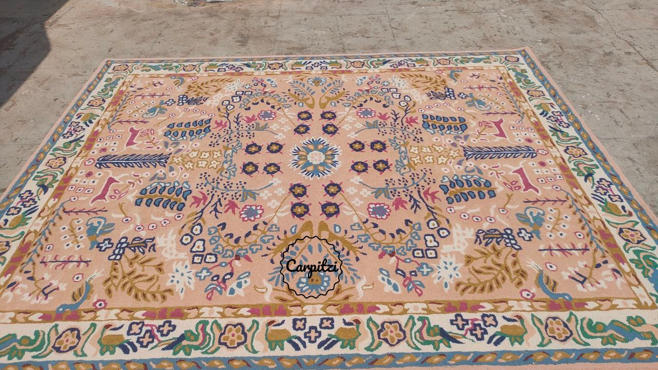 Pink Avery Anthro Tufted Rug – Boho Floral Vintage Area Rug Carpitzi