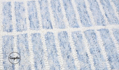 Capitola Grid Wool Rug – Modern Hand-Tufted Blue & White Area Rug Carpitzi