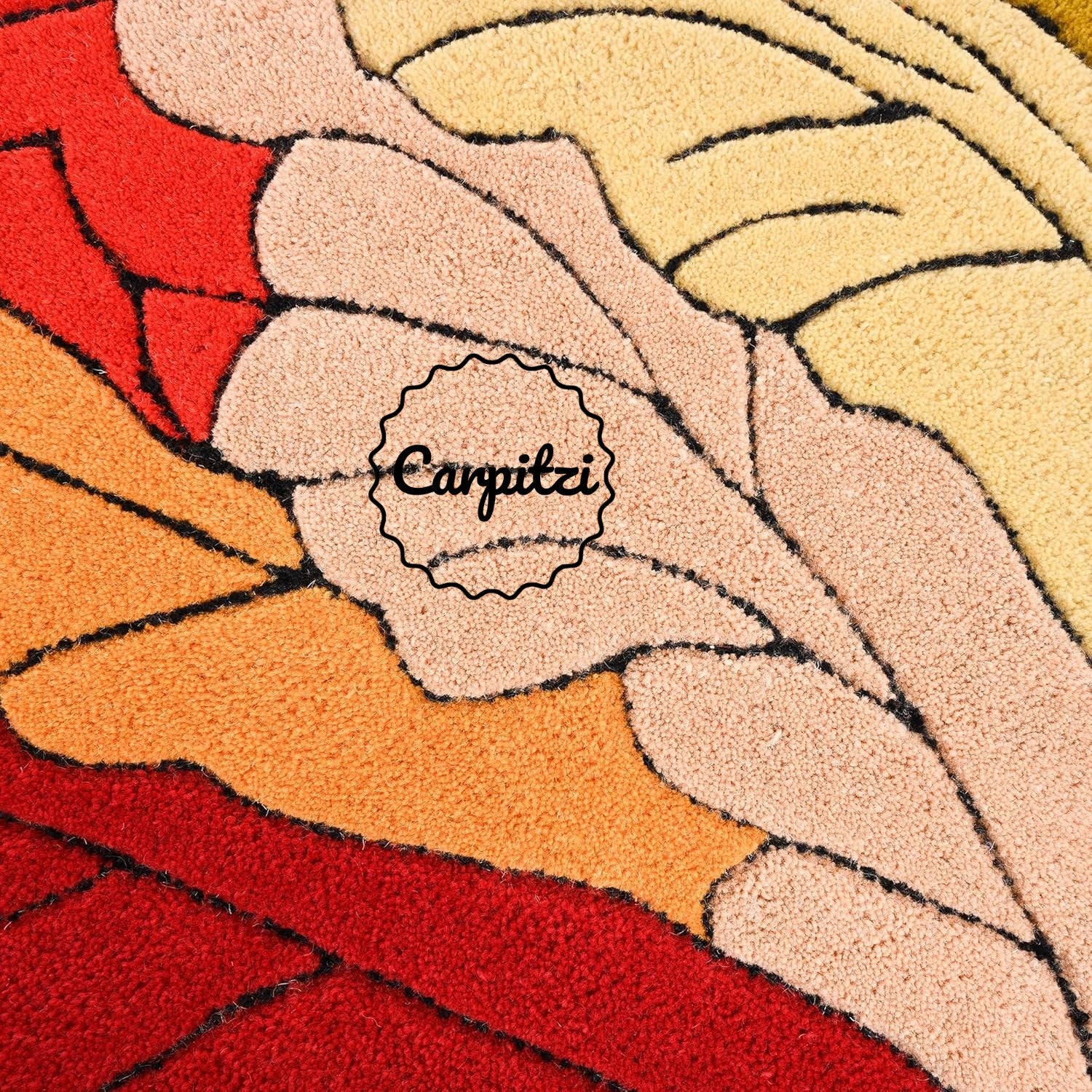 Multicolor Leaf Shaped Tufted Rug – Artistic Modern Accent Rug for Living Room & Bedroom Carpitzi