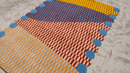 Scalloped Sunset Rug – Hand-Tufted 8x10 Area Rug with Sunset-Inspired Color Palette for Bedroom, Living Room, or Office