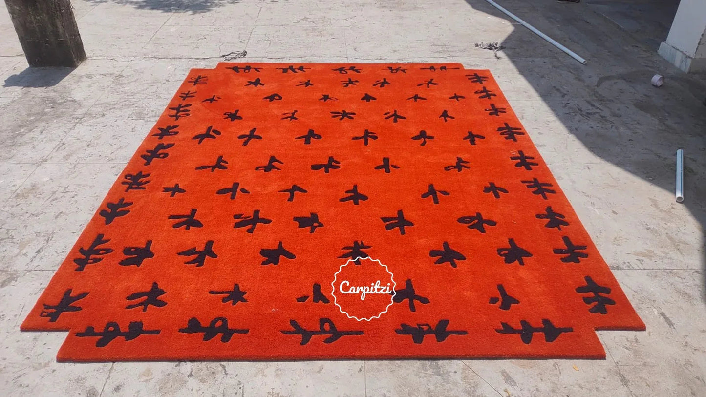 Big Buds Hand-Tufted Floral Nordic Wool Rug – Modern Rust Rug Carpitzi