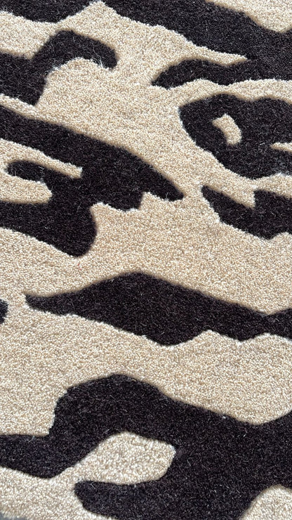 Hand-Tufted Tigris Beige Brown Animal Print Wool Rug - Custom Sizes for Living Room and Outdoor Use | 8x10, 8x11, 9x10, 9x12 Rugs