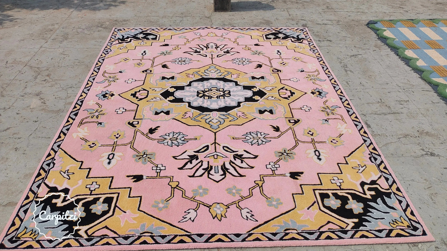Pink Caro Anthro Tufted Rug – Modern Boho Floral Carpet Carpitzi