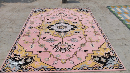 Pink Caro Anthro Tufted Rug – Modern Boho Floral Carpet Carpitzi