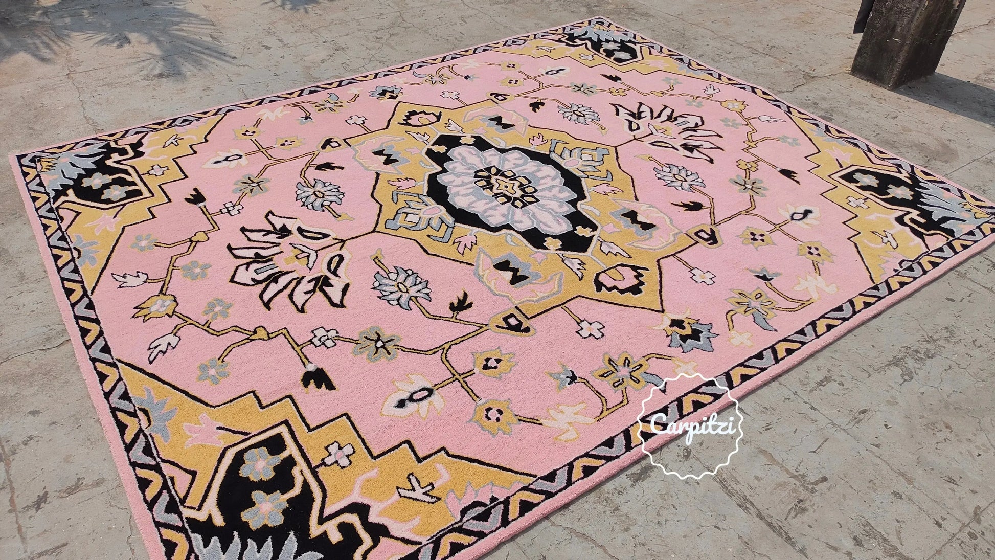 Pink Caro Anthro Tufted Rug – Modern Boho Floral Carpet Carpitzi