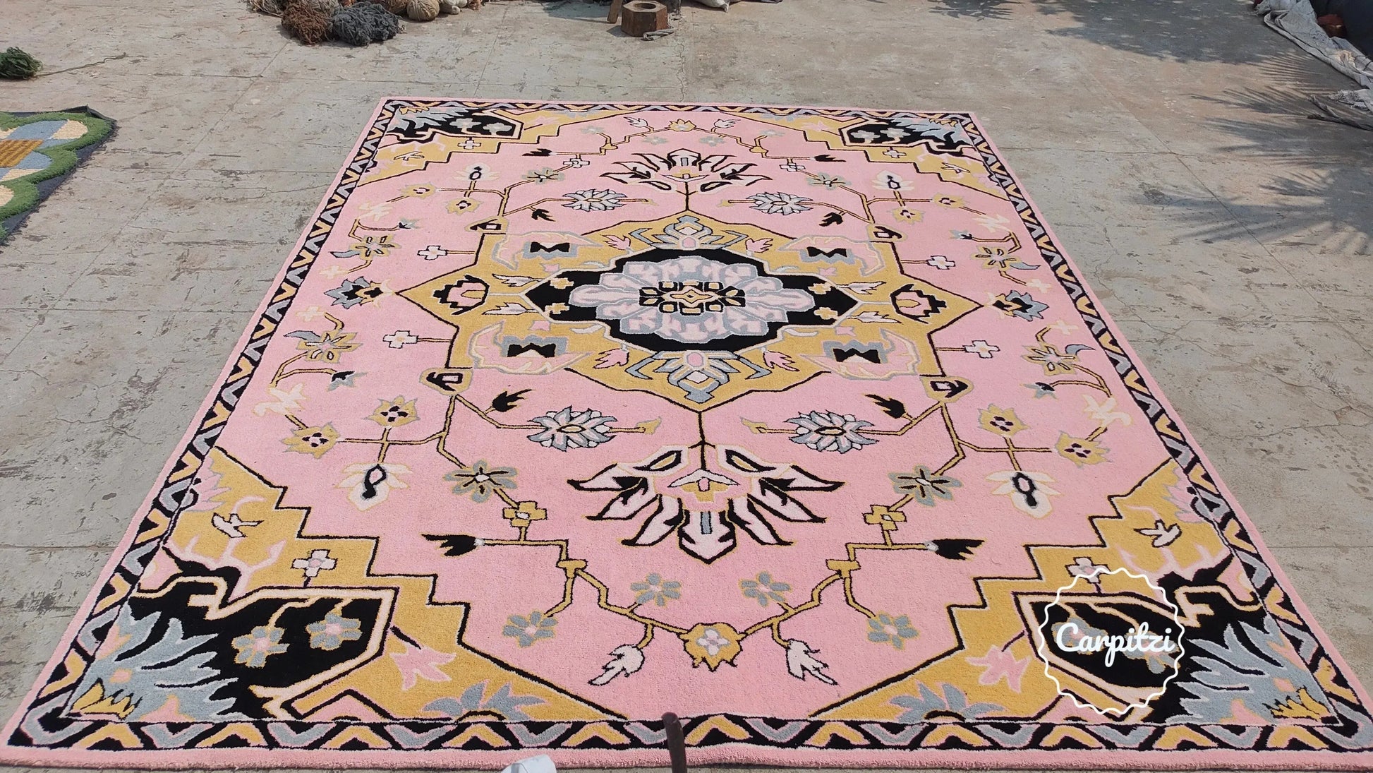 Pink Caro Anthro Tufted Rug – Modern Boho Floral Carpet Carpitzi