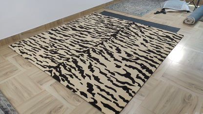 Hand-Tufted Tigris Beige Brown Animal Print Wool Rug - Custom Sizes for Living Room and Outdoor Use | 8x10, 8x11, 9x10, 9x12 Rugs