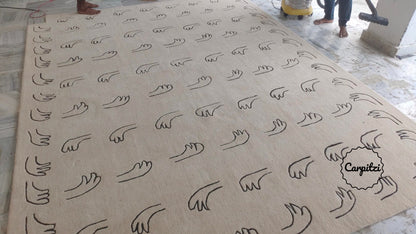 Nordic Hand Pattern Tufted Rug – Modern Minimal Beige Carpet Carpitzi