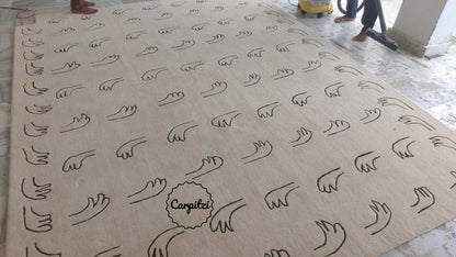 Nordic Hand Pattern Tufted Rug – Modern Minimal Beige Carpet Carpitzi