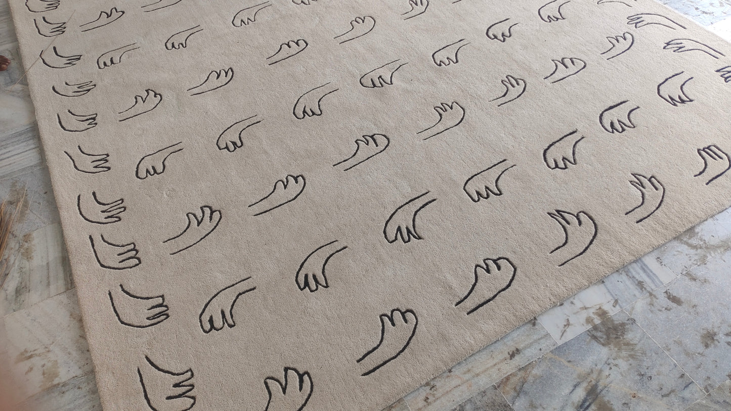 Hands Beige Hand Tufted Nordic Wool Rug- Modern Geometric Rug for Office, Kids Room, Living Room, Entryway, Hall and Kitchen- 8x10, 9x12 Rug