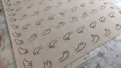 Hands Beige Hand Tufted Nordic Wool Rug- Modern Geometric Rug for Office, Kids Room, Living Room, Entryway, Hall and Kitchen- 8x10, 9x12 Rug