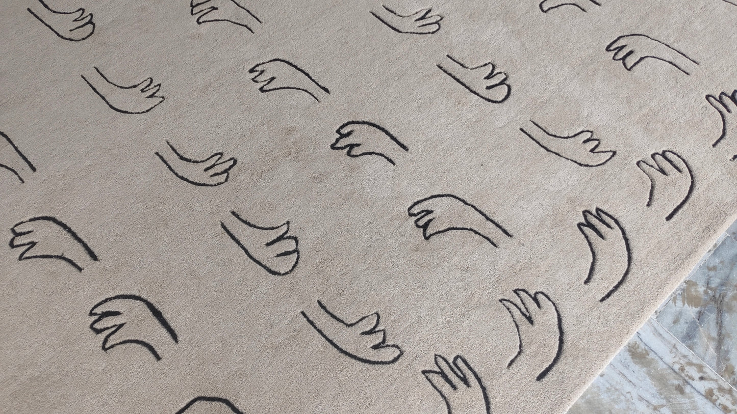 Hands Beige Hand Tufted Nordic Wool Rug- Modern Geometric Rug for Office, Kids Room, Living Room, Entryway, Hall and Kitchen- 8x10, 9x12 Rug