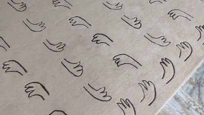 Hands Beige Hand Tufted Nordic Wool Rug- Modern Geometric Rug for Office, Kids Room, Living Room, Entryway, Hall and Kitchen- 8x10, 9x12 Rug