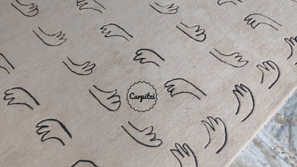 Nordic Hand Pattern Tufted Rug – Modern Minimal Beige Carpet Carpitzi