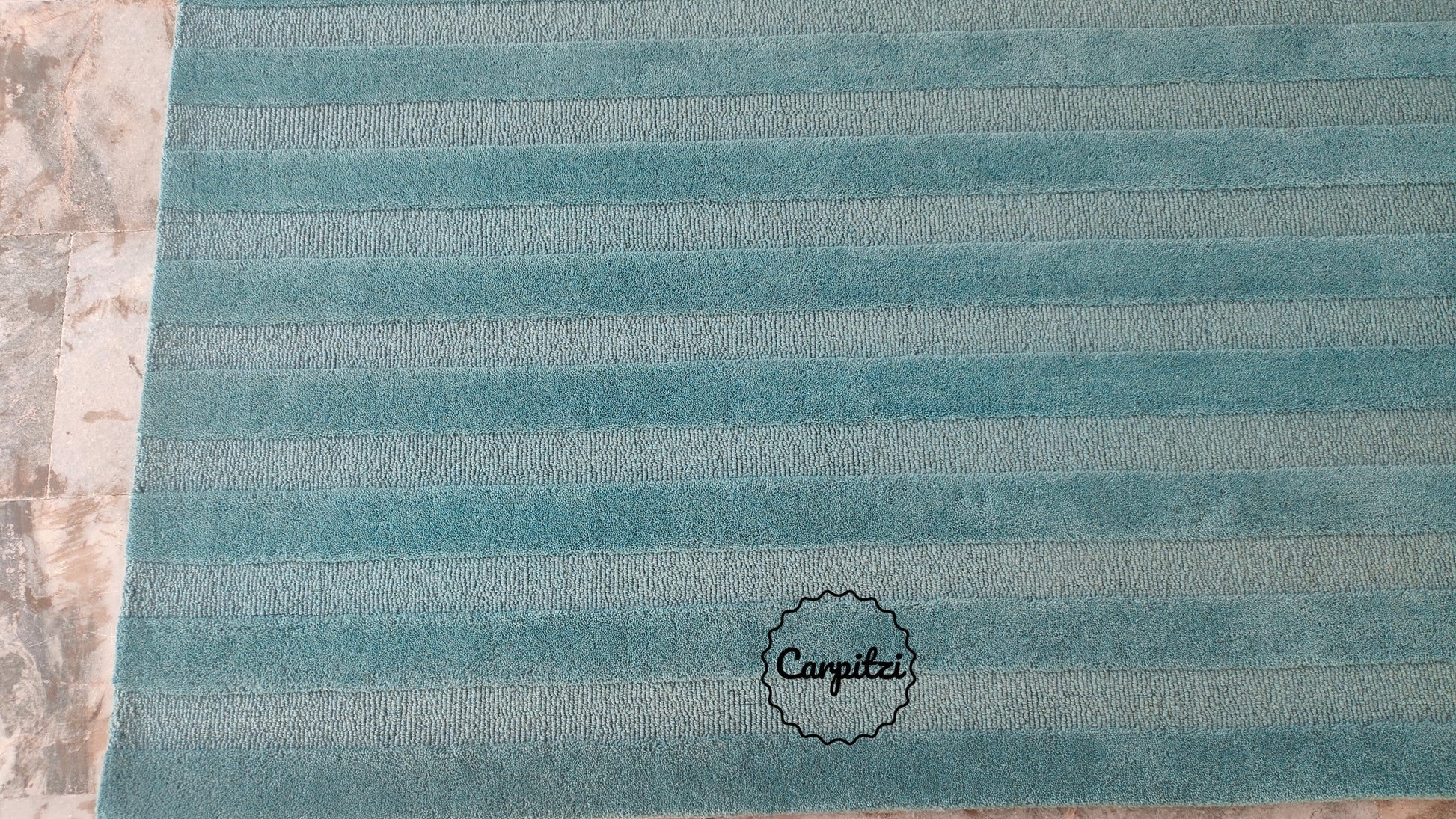 Blue Plush Nordic Tufted Rug – Minimalist Modern Striped Area Carpet, Carpitzi