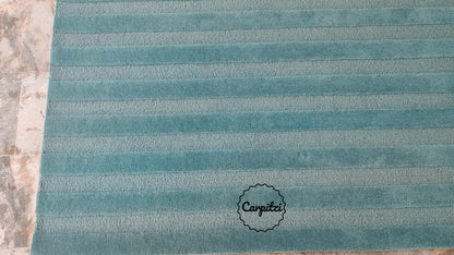 Blue Plush Nordic Tufted Rug – Minimalist Modern Striped Area Carpet, Carpitzi