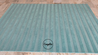 Blue Plush Nordic Tufted Rug – Minimalist Modern Striped Area Carpet, Carpitzi