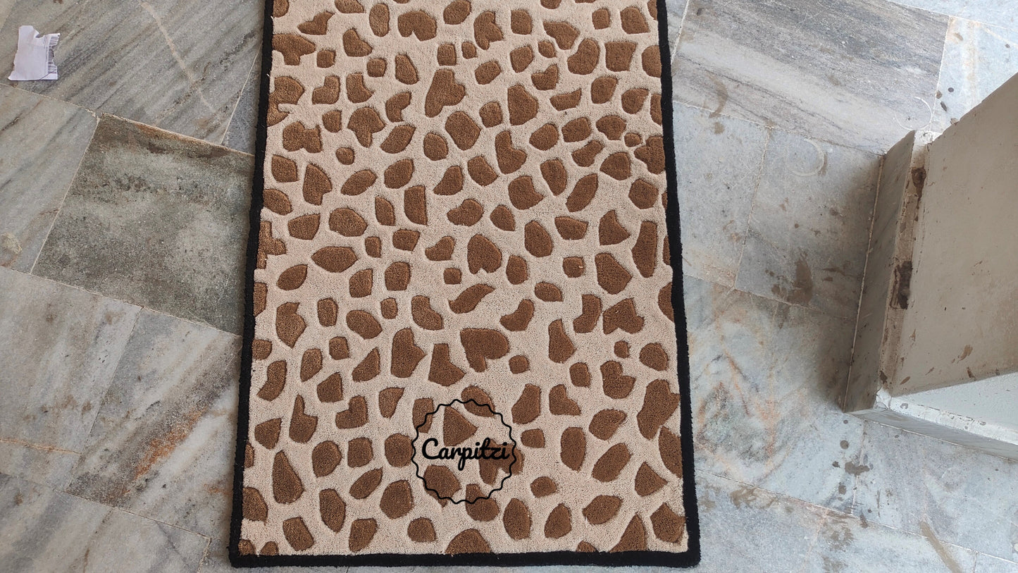 Leopard Print Tufted Runner Rug – Brown Animal Hallway Carpet Carpitzi